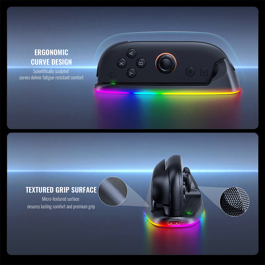 Dock sạc RGB Gaming Mouse Rechargeable Hand Grips for Switch 2 màu đen JYS-NS2320 6