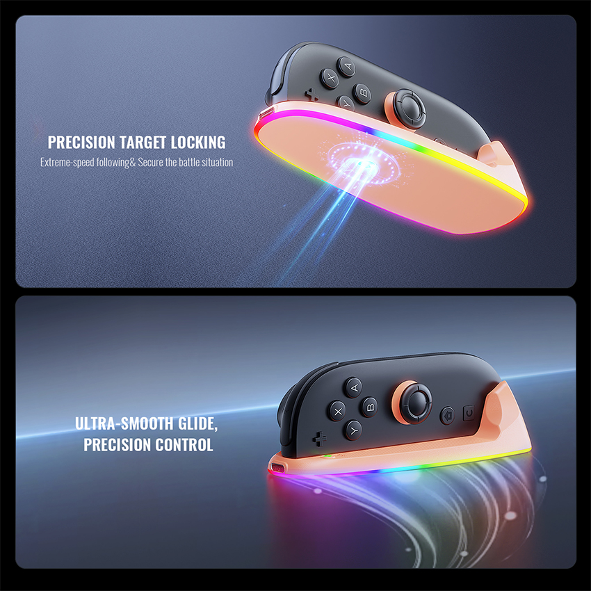Dock sạc RGB Gaming Mouse Rechargeable Hand Grips for Switch 2 màu xanh pha cam JYS-NS2320 5