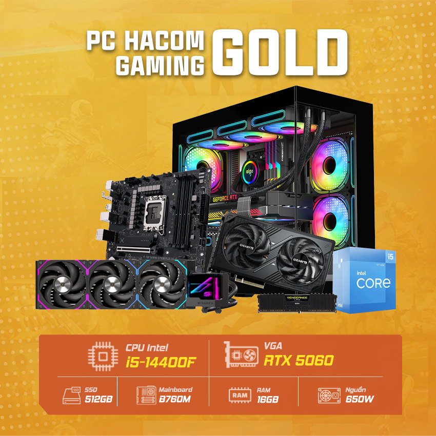 PC HACOM GOLD PRO 047 ( Intel i5 14400F / VGA RTX 5060 )