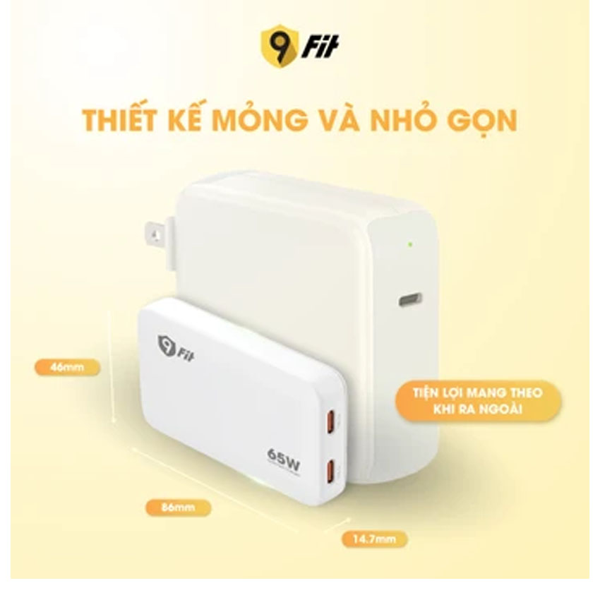 Sạc 9FIT Slim PD 65W 2C GaN White - 9A652C07W - Hình 2