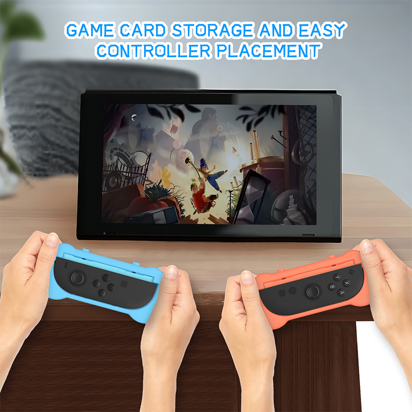 Bộ vỏ tay cầm có dây đeo Joy-Con Grips with hand strap for switch 2 màu xanh pha cam JYS-NS2263 3