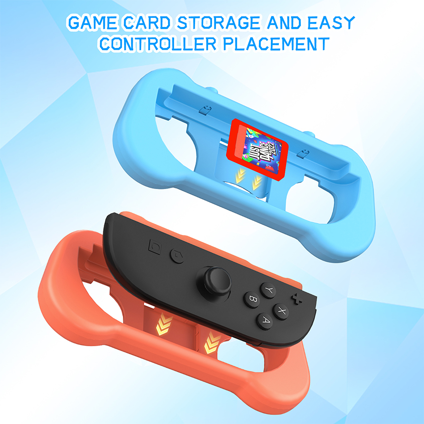 Bộ vỏ tay cầm có dây đeo Joy-Con Grips with hand strap for switch 2 màu xanh pha cam JYS-NS2263 4