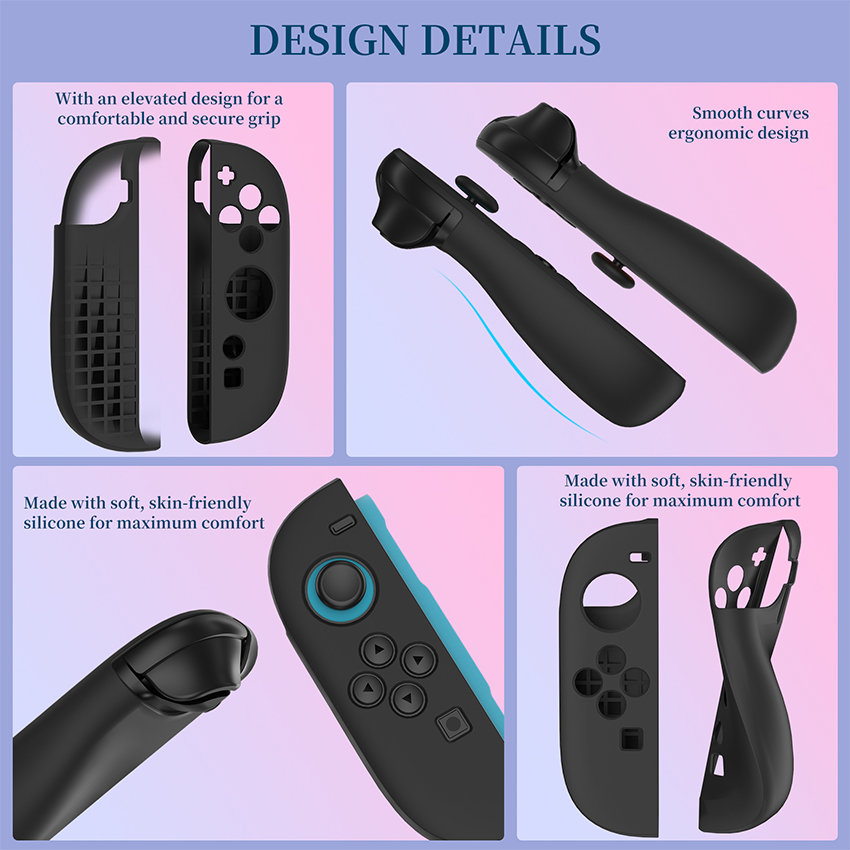 Ốp silicone bảo vệ tay cầm kèm 2c Thumb Grips for Joy-Con  Switch 2 màu đen JYS-NS2292 10