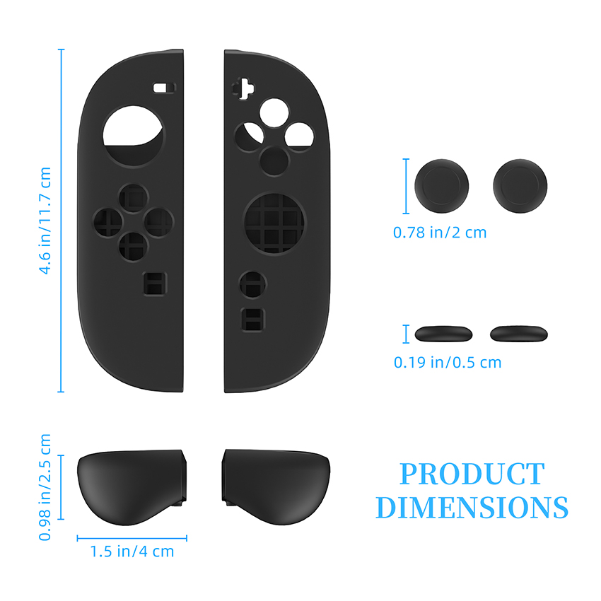 Ốp silicone bảo vệ tay cầm kèm 2c Thumb Grips for Joy-Con  Switch 2 màu đen JYS-NS2292 11