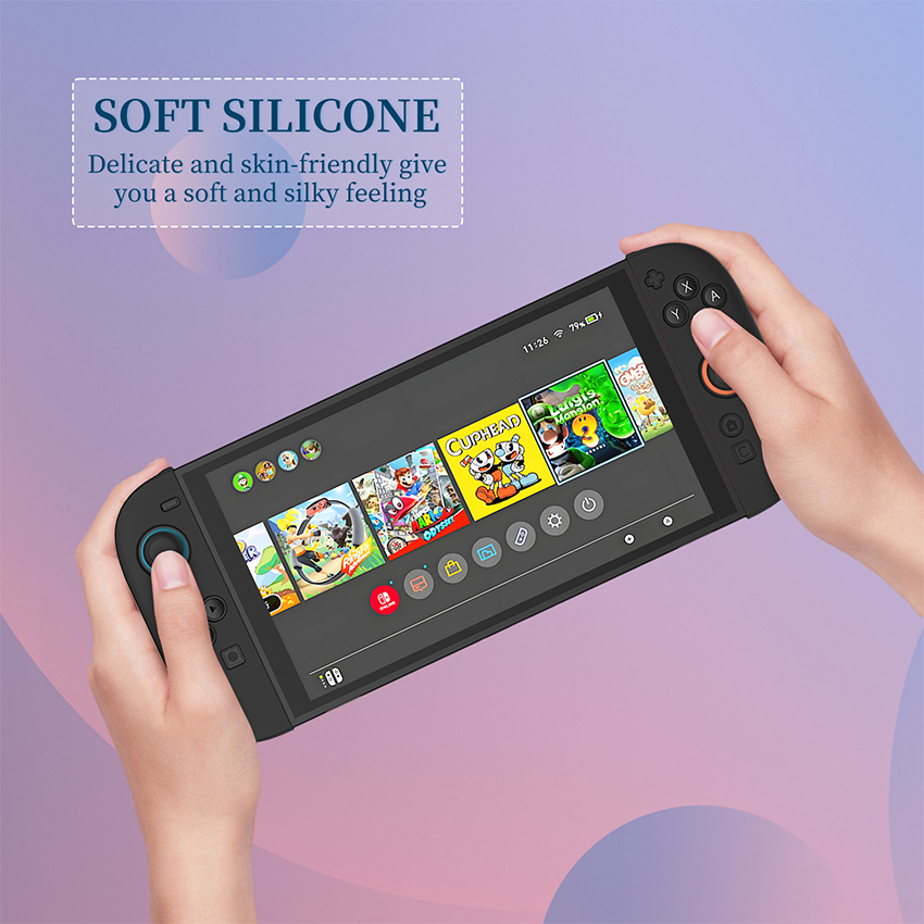 Ốp silicone bảo vệ tay cầm kèm 2c Thumb Grips for Joy-Con  Switch 2 màu đen JYS-NS2292 5