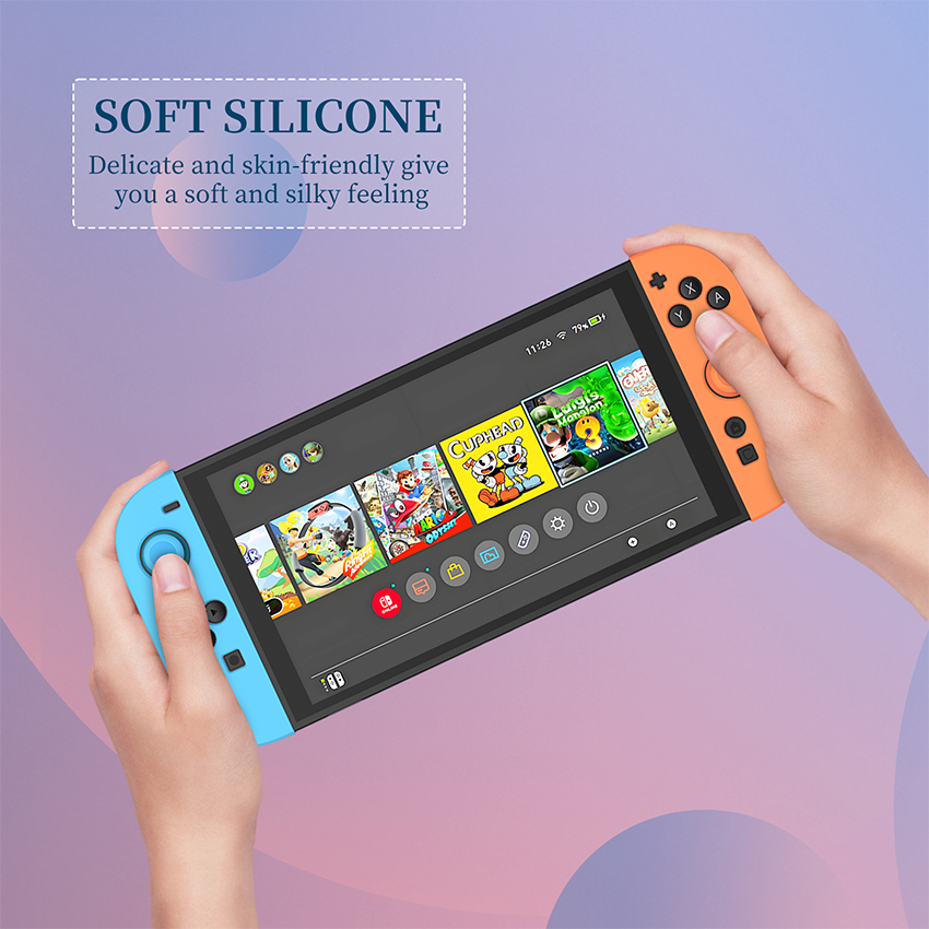 op silicone bao ve tay cam kem 2c thumb grips for joy con switch 2 mau xanh pha cam jys ns2292 4