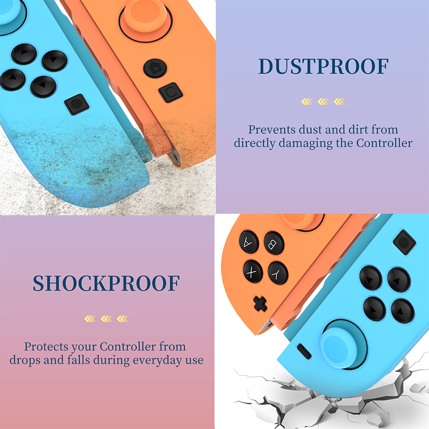 Ốp silicone bảo vệ tay cầm kèm 2c Thumb Grips for Joy-Con  Switch 2 màu xanh pha cam JYS-NS2292 7