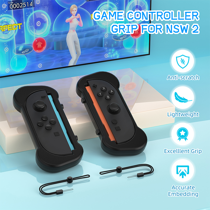 Vỏ cho tay cầm có dây đeo Joy-Con Grips with hand strap for switch 2 màu đen JYS-NS2263 6