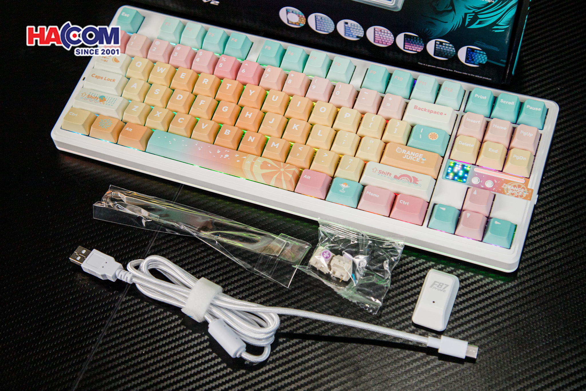 Bàn phím AULA F87 Pro V2 (3 Mode/ Orange Juice/ Meteor Ice Cream Switch) 5
