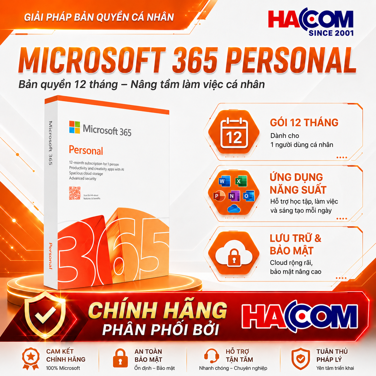 Phần Mềm Microsoft 365 Personal EP2-32409 (1 người dùng / 5 thiết bị / 12 tháng)