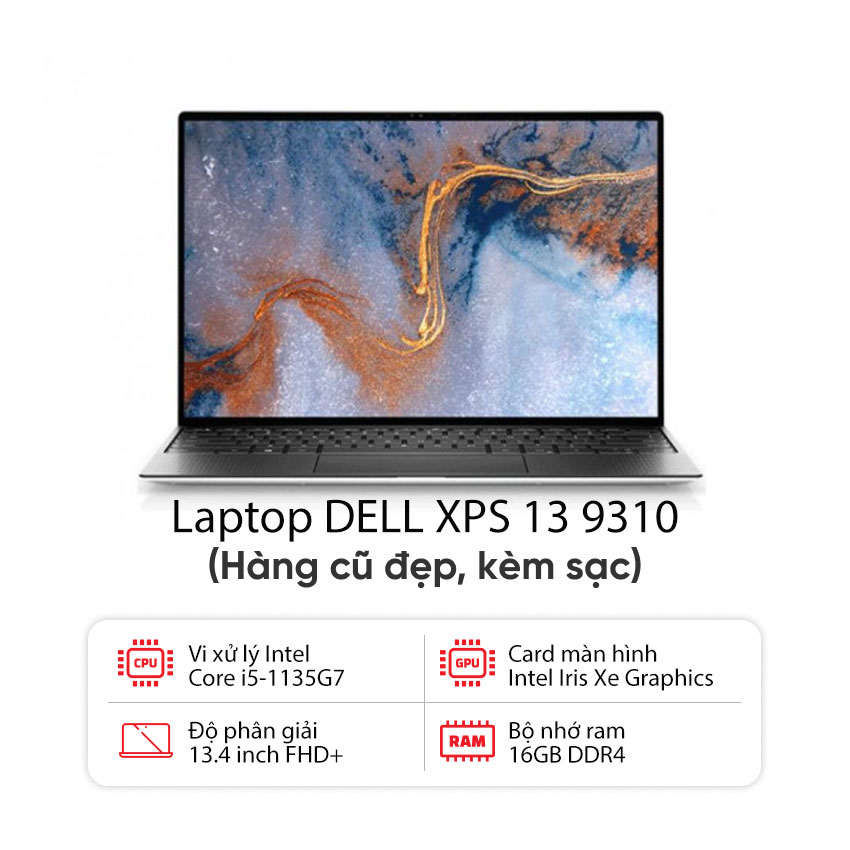 Laptop DELL XPS 13 9310 (I5-1135G7 / 16GB  RAM / 256GB SSD / Màn 13.4 inch FHD+ / Kèm sạc) - Hàng cũ đẹp