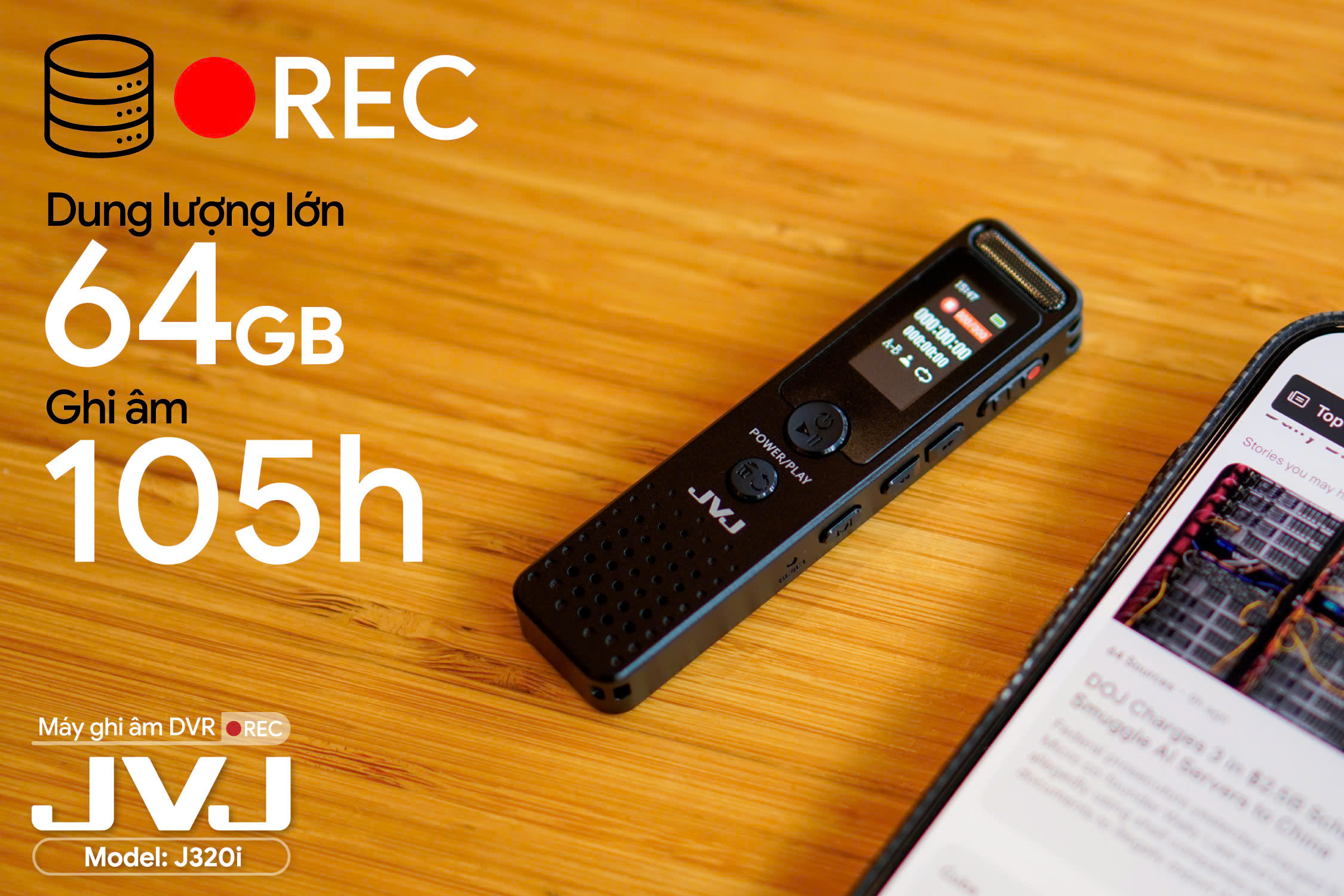 Máy ghi âm JVJ J320i (64Gb) - Hình 6