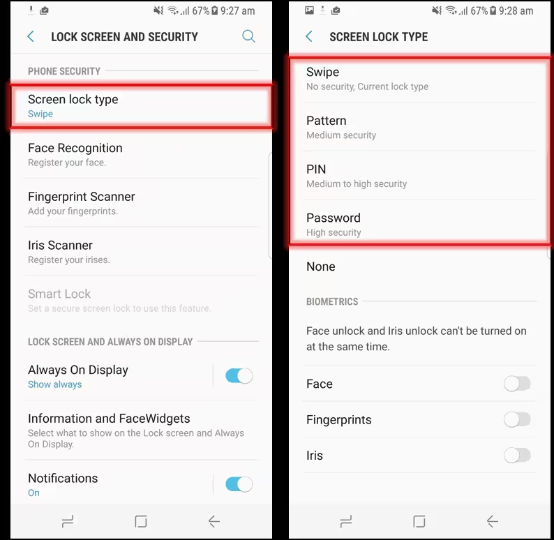 5 kiểu khóa màn hình Samsung phổ biến - HACOM 5