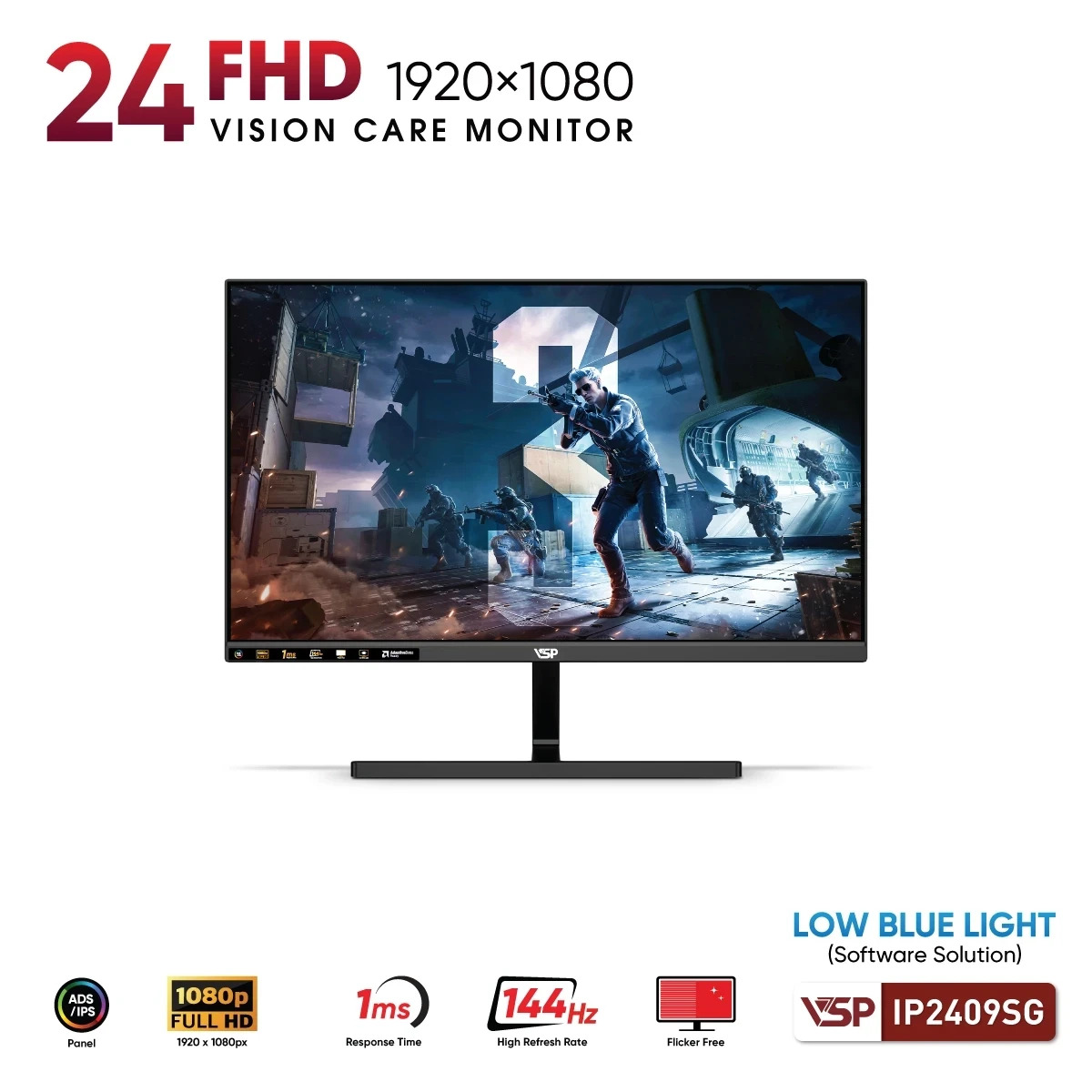 Màn hình VSP IP2409SG (23.8 inch/FHD/IPS/144Hz/1ms) chính hãng