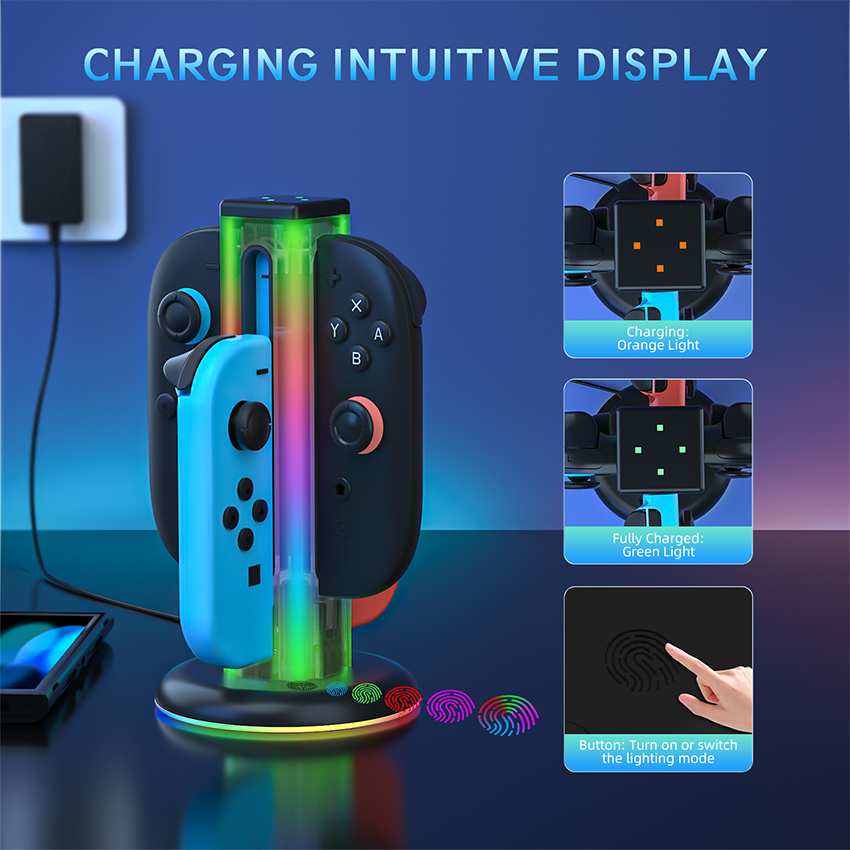 Dock sạc RGB 4 in 1 for Joy-con Switch 2 màu đen JYS-NS2318 3