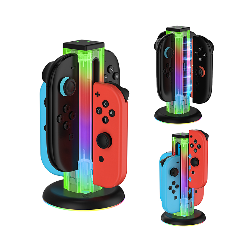 Dock sạc RGB 4 in 1 for Joy-con Switch 2 màu trắng trong suốt JYS-NS2318 1