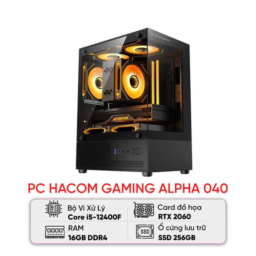 PC HACOM GAMING ALPHA 040 (I5 12400F/H610/16GB RAM/256GB SSD/RTX 2060)
