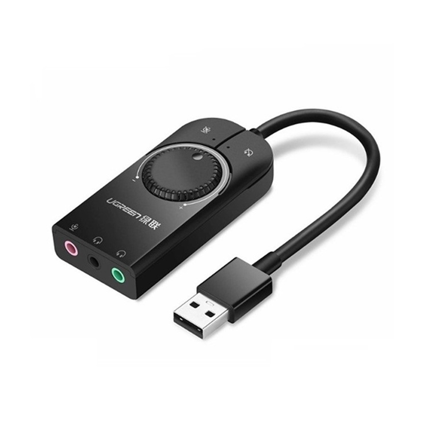 CARD SOUND USB 2.0 DÀI 1M CÓ ĐIỀU KHIỂN VOLUME HỖ TRỢ MIC&LOA CHÍNH HÃNG UGREEN 50599 CAO CẤP