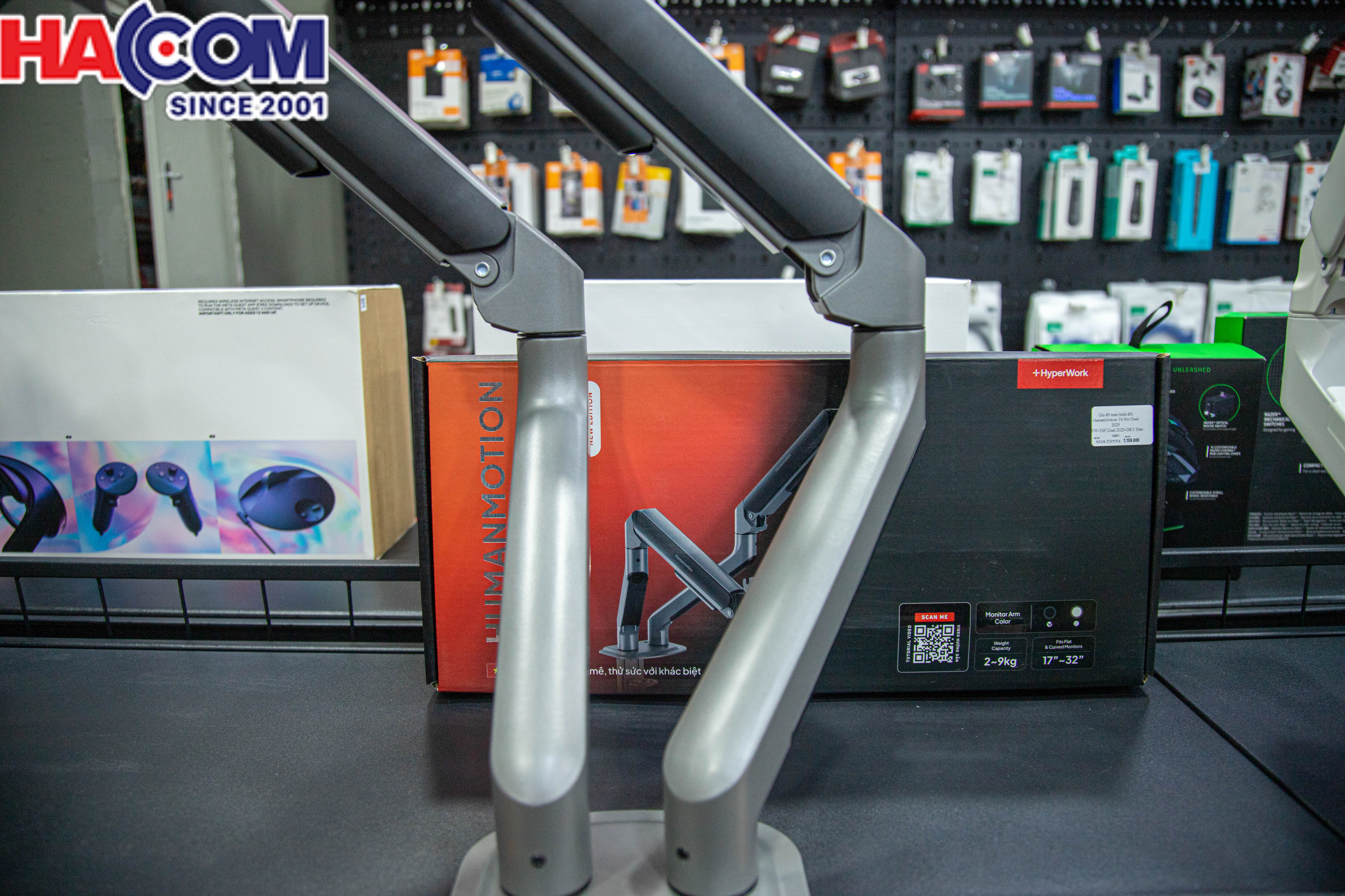 Giá đỡ màn hình đôi HumanMotion T6 Pro Dual 2025 HPW-T6P.Dual.2025-GRY Đen xám 2