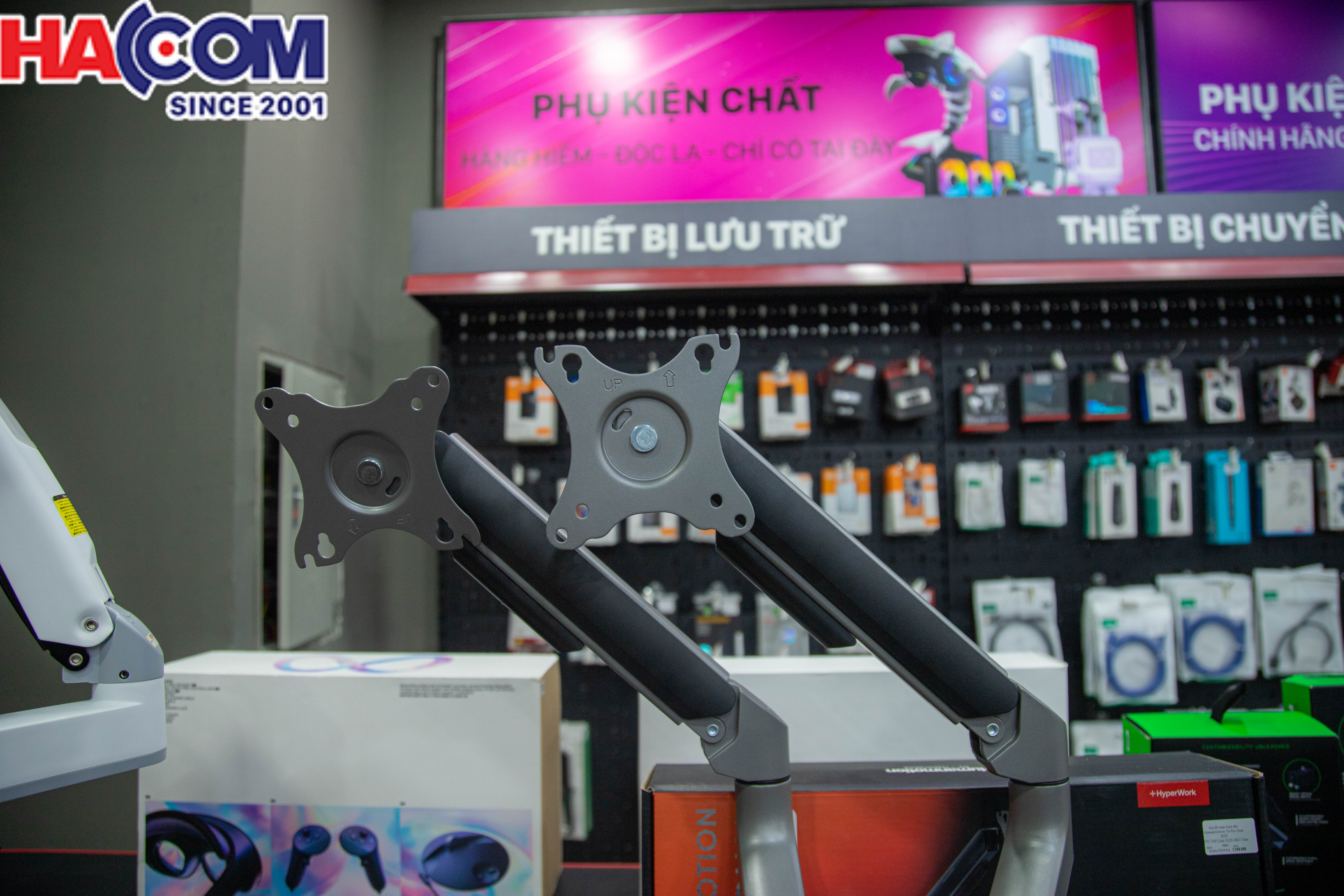 Giá đỡ màn hình đôi HumanMotion T6 Pro Dual 2025 HPW-T6P.Dual.2025-GRY Đen xám 4