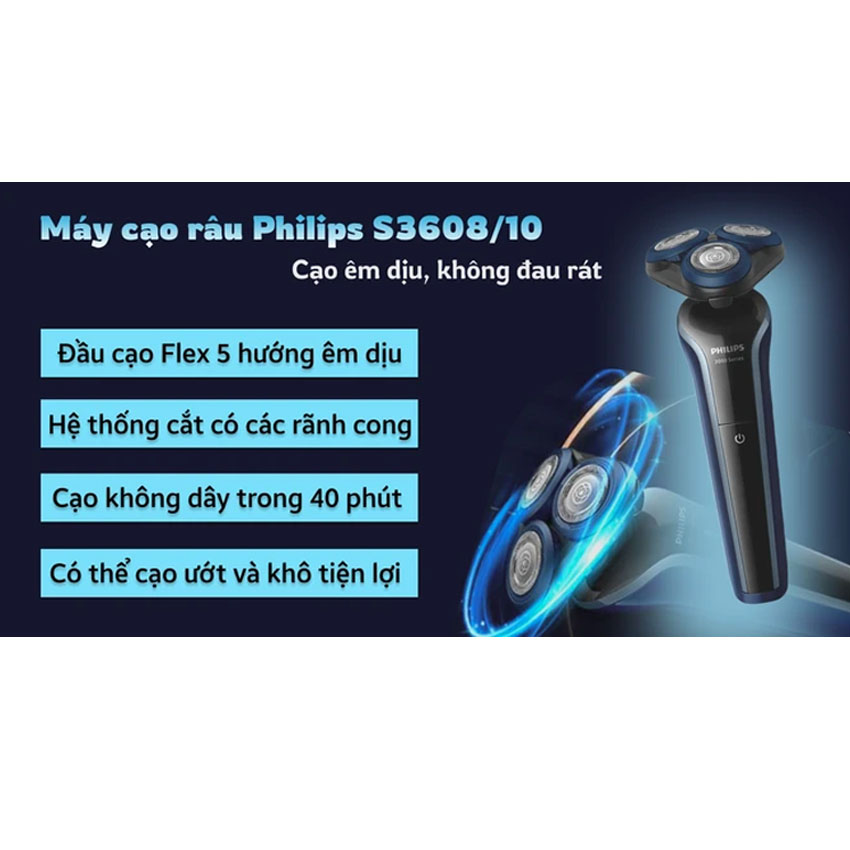 Máy Cạo Râu Khô Và Ướt Philips S3608/10 3