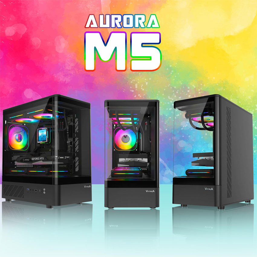 Vỏ Case VITRA Cruise Aurora M5 Black RGB (mATX/3Fan) 3