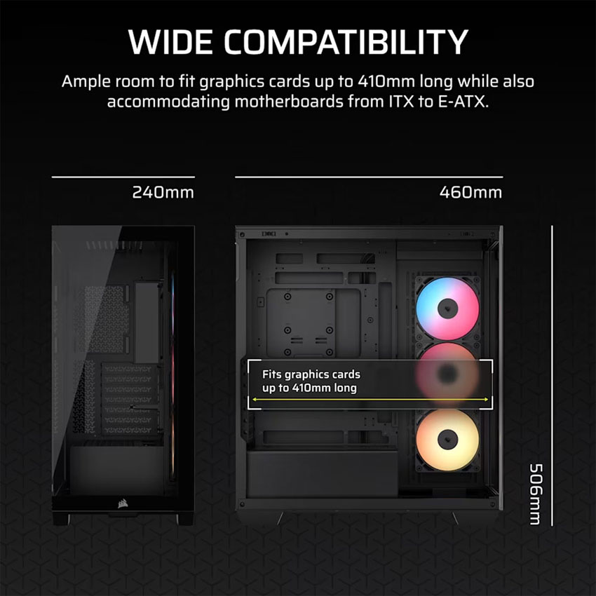 Vỏ máy tính Corsair 3500X RS-R ARGB Tempered Glass - Black (eATX/3 fan ARGB) 6