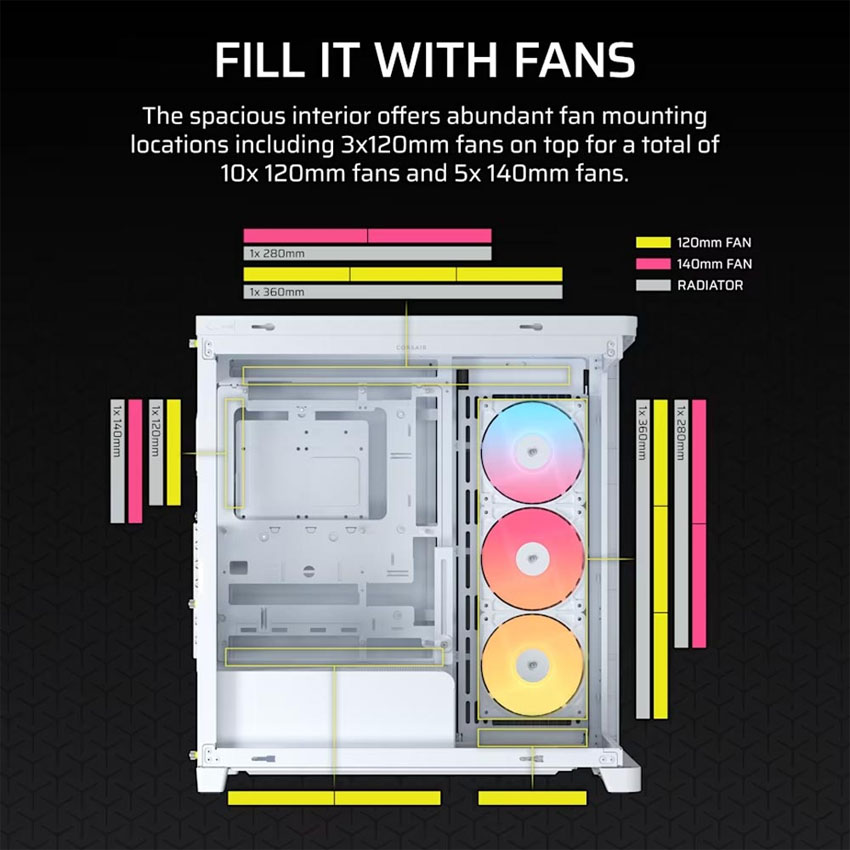 Vỏ máy tính Corsair FRAME 4500X RS-R ARGB Panoramic - White (eATX/3 fan ARGB) 14