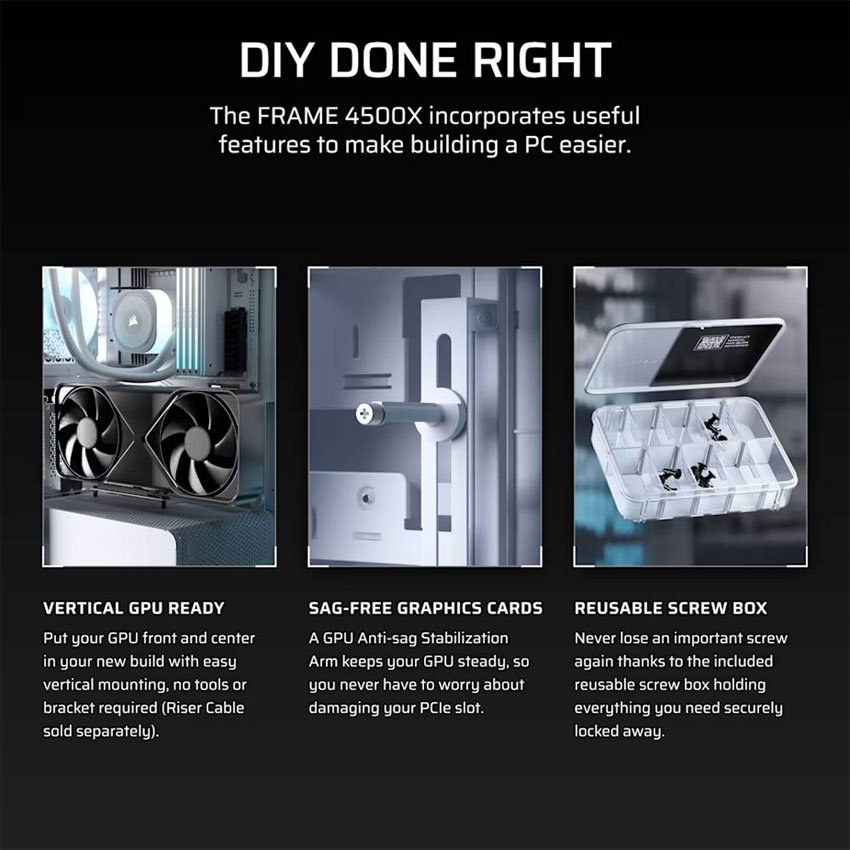 Vỏ máy tính Corsair FRAME 4500X RS-R ARGB Panoramic - White (eATX/3 fan ARGB) 9
