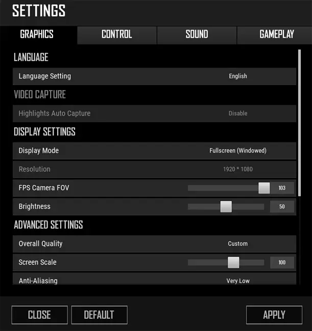 Setting game để tăng FPS PUBG PC 2