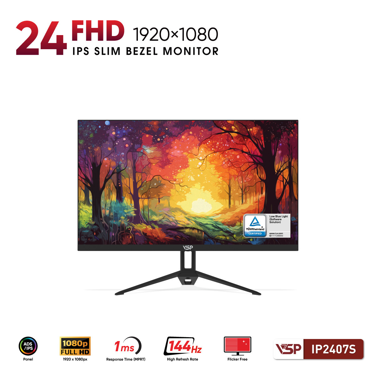 Màn hình VSP IP2407S (23.4 inch/FHD/IPS/144Hz/1ms) chính hãng