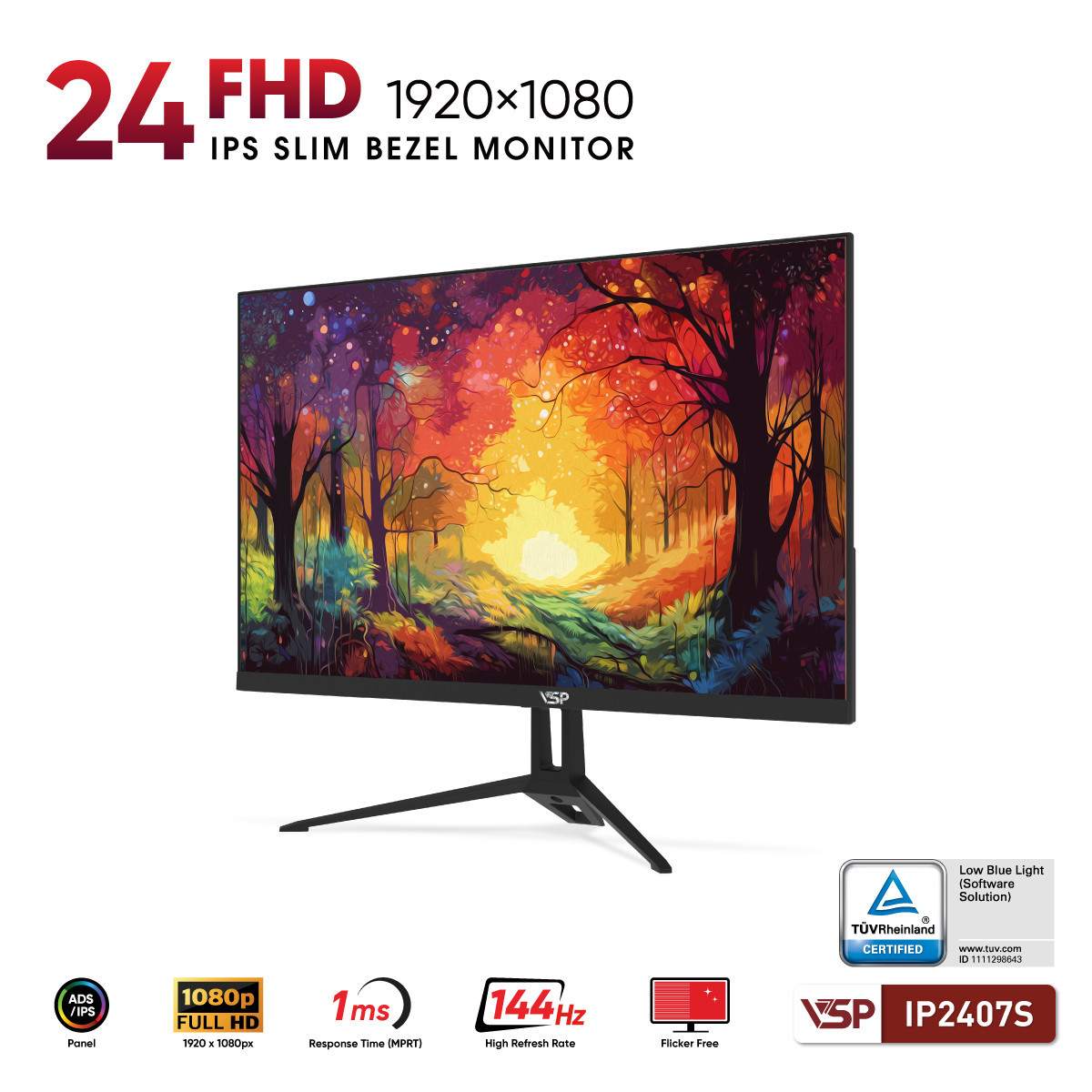 Màn hình VSP IP2407S (23.4 inch/FHD/IPS/144Hz/1ms) - Hình 3