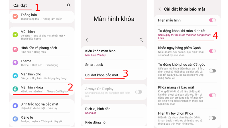 Điều chỉnh thời gian khóa màn hình Samsung - HACOM