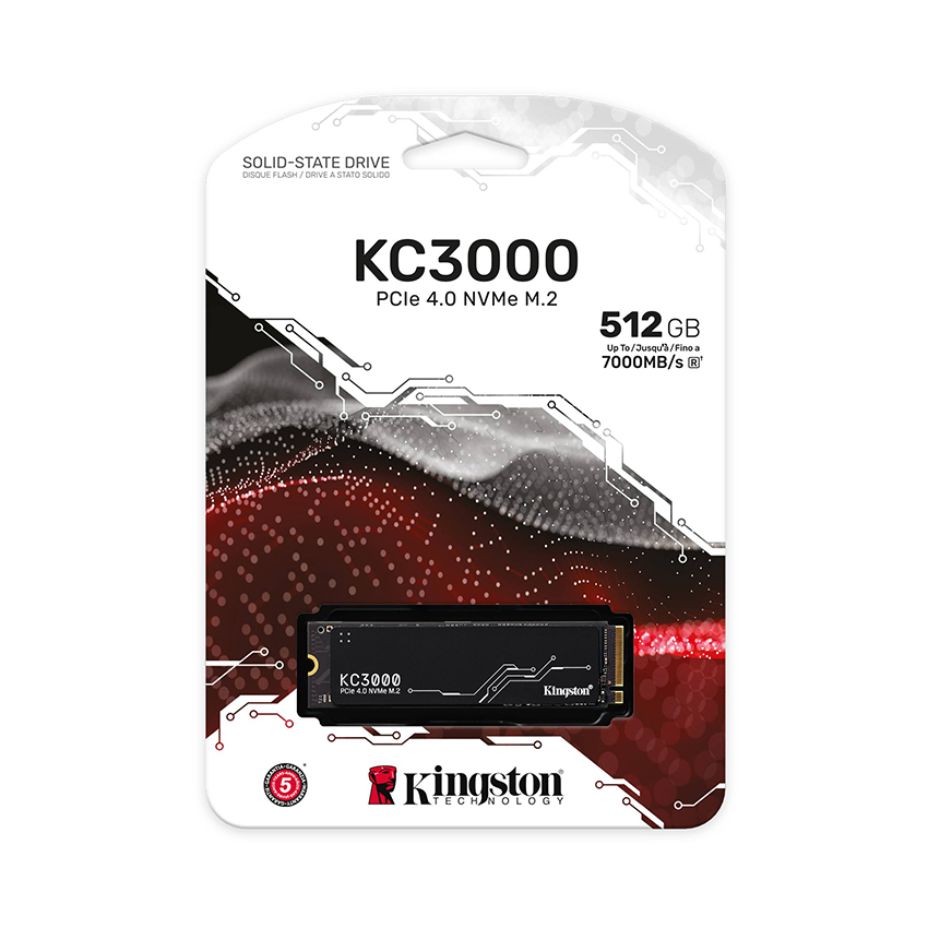 Ổ cứng SSD Kingston KC3000 512GB NVMe M.2 2280 PCIe Gen 4 x 4 (Đọc 7000MB/s, Ghi 3900MB/s)-(SKC3000S - Hình 1