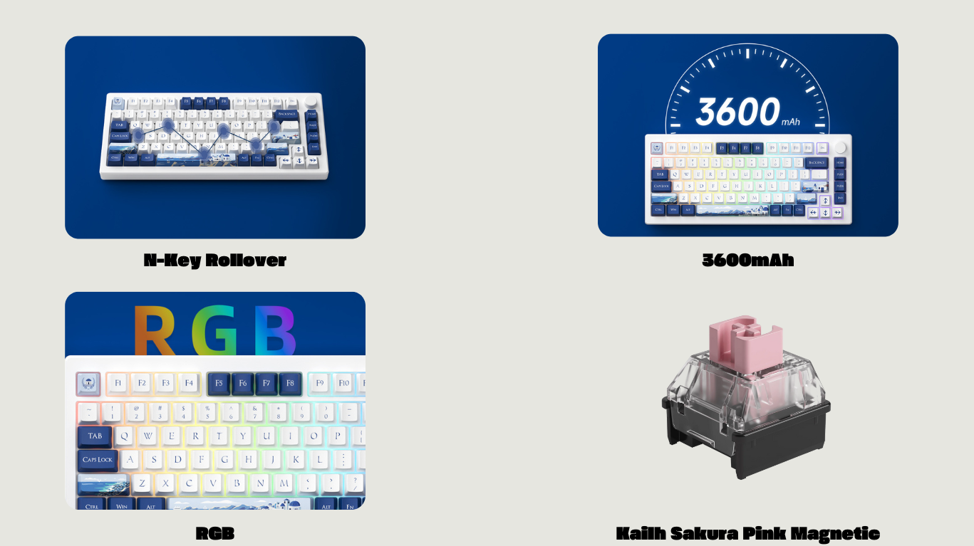 Bàn phím AKKO MOD007B-HE PC Santorini Sakura Pink Magnetic Switch 9