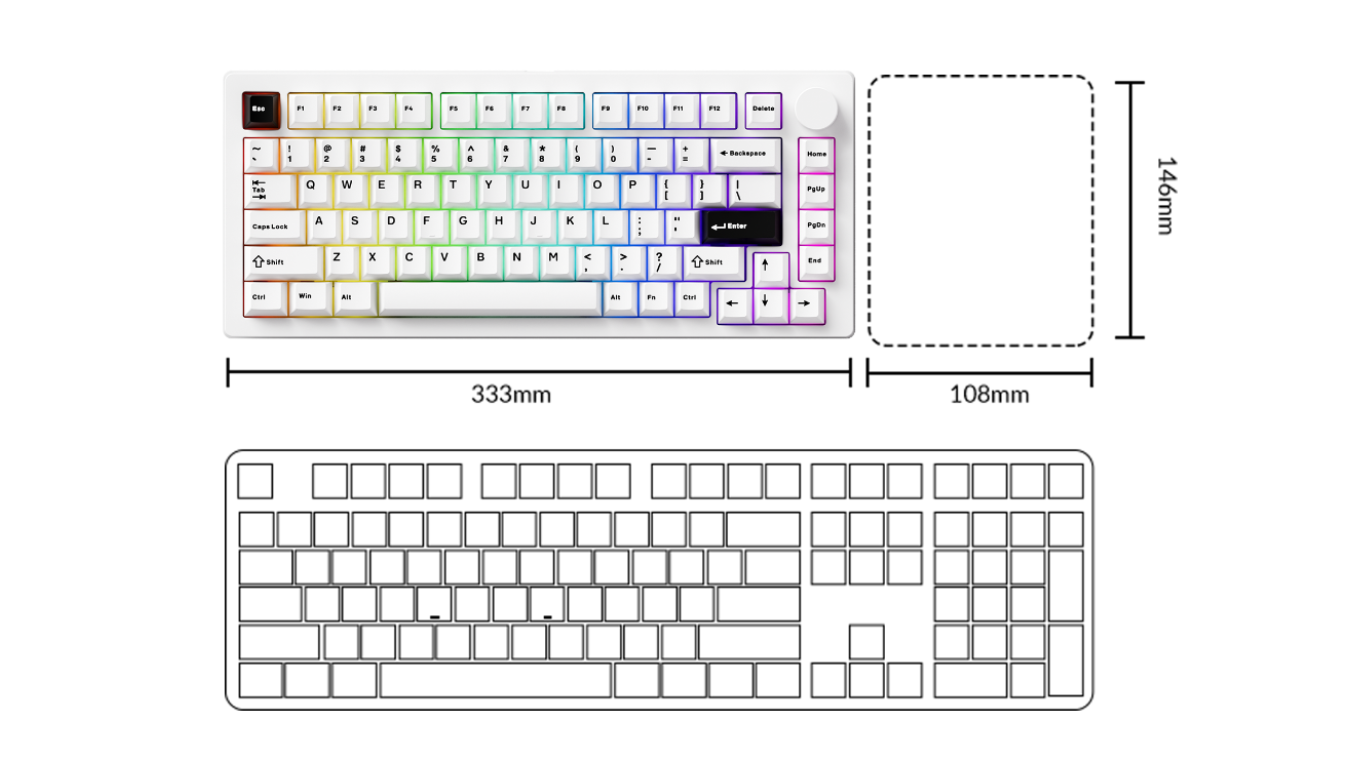 Bàn phím MonsGeek M1 V5 Black on White Mirror 13