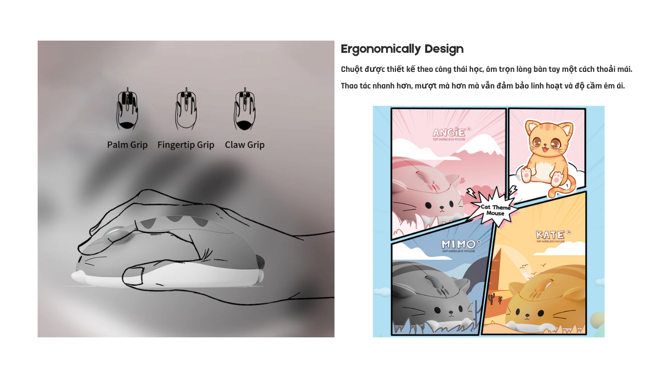 Chuột máy tính AKKO Cat Theme Mouse - Pink ANGIE 2