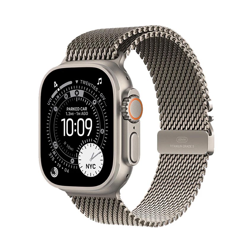 Đồng Hồ Apple Watch Ultra 3 GPS + Cellular 49mm Viền Natural Titanium Dây Milanese Size L  (MF0E4SA/A) 1