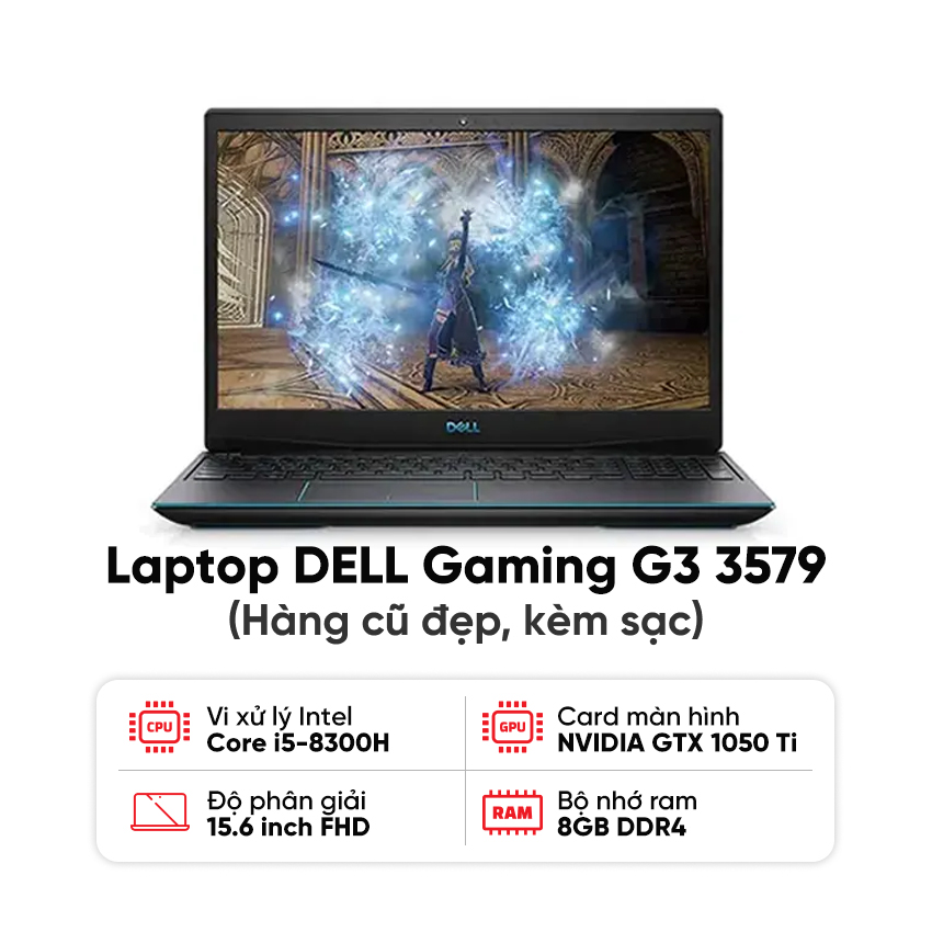 Laptop DELL Gaming G3 3579 / I5-8300H / 8GB RAM / 256GB SSD / GTX 1050Ti / Màn 15.6 inch FHD / Đỏ / Kèm sạc - Hàng cũ đẹp