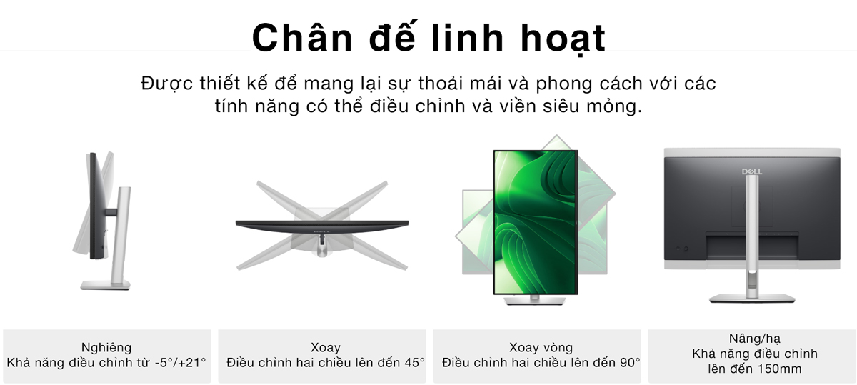 Dell P2425D có thiết Kế Thanh Lịch – Tối Ưu Không Gian Làm Việc 