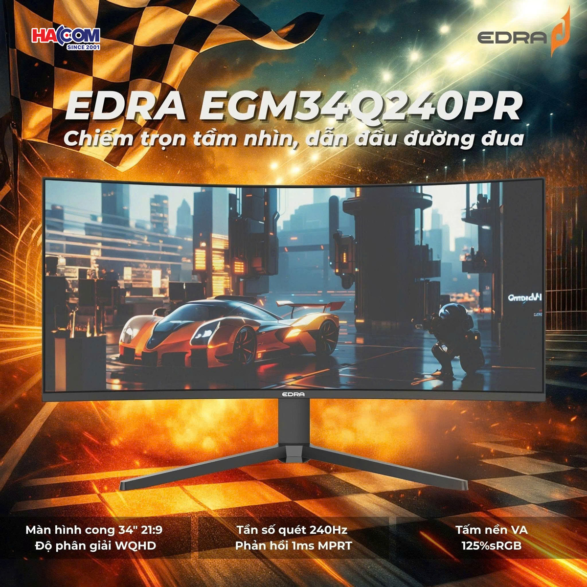 Màn hình cong Ultrawide Edra EGM34Q240PR là lựa chọn cho game thủ, người dùng đòi hỏi hiệu suất hiển thị vượt trội