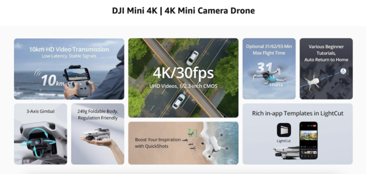 DJI Mini 4K Drone: Giá chỉ 249 USD