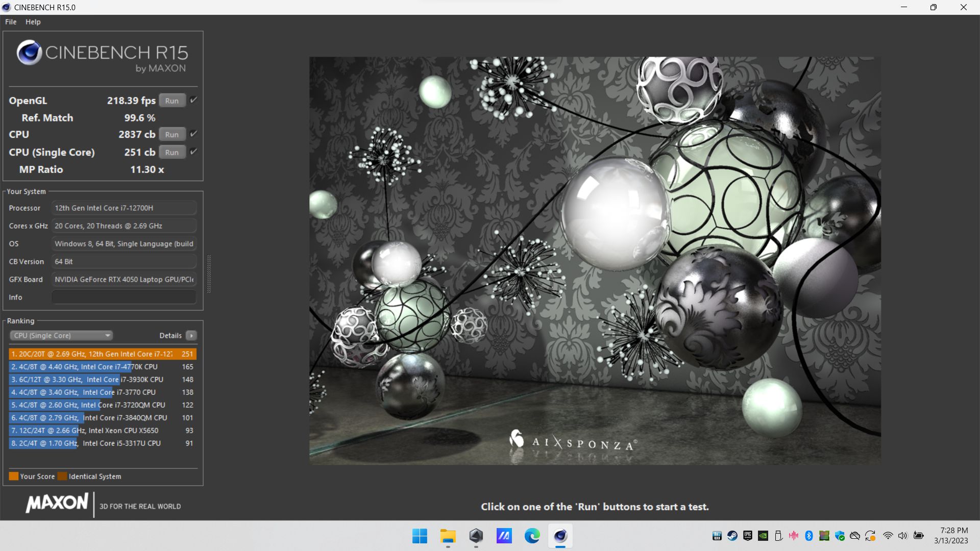 Laptop ASUS TUF Gaming 2023 CineBench R15