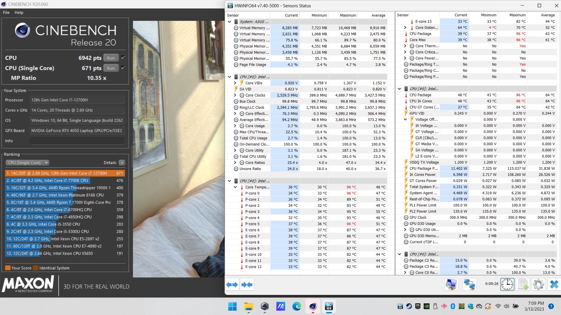Laptop ASUS TUF Gaming 2023 CineBench R20