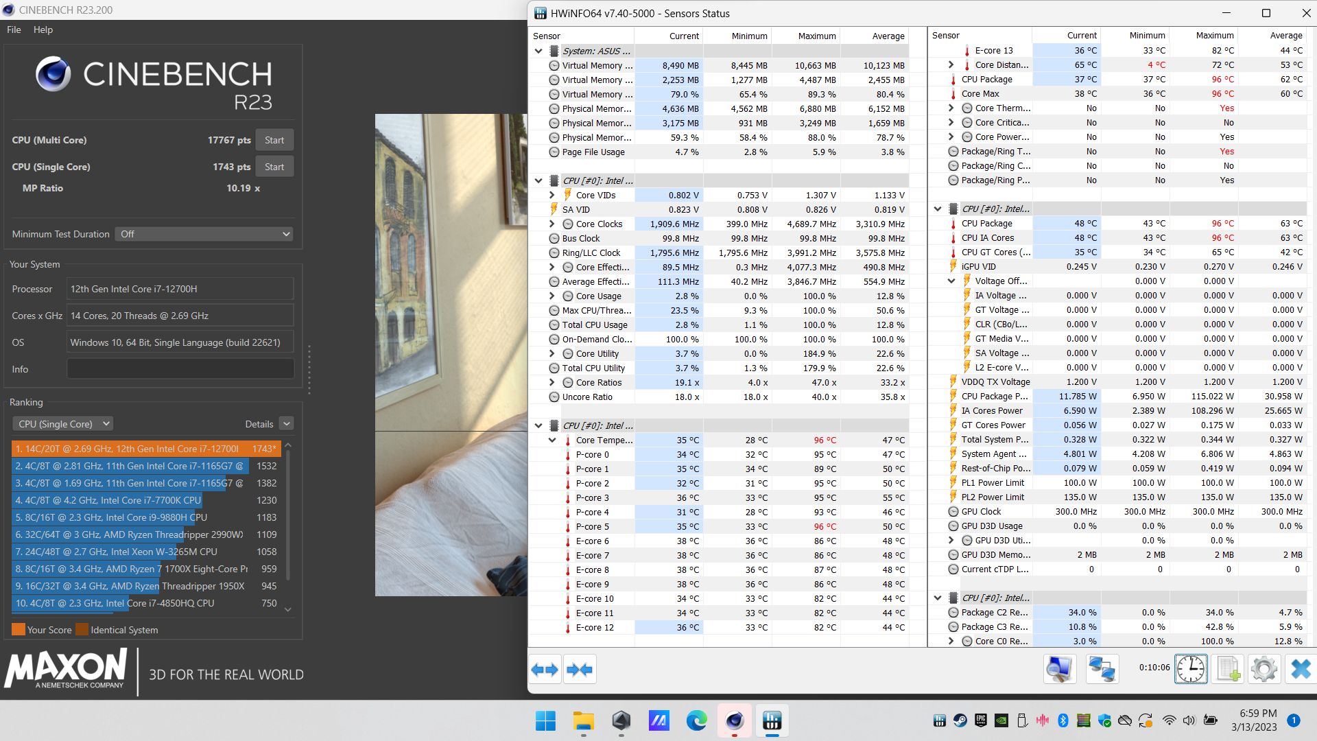 Laptop ASUS TUF Gaming 2023 CineBench R23