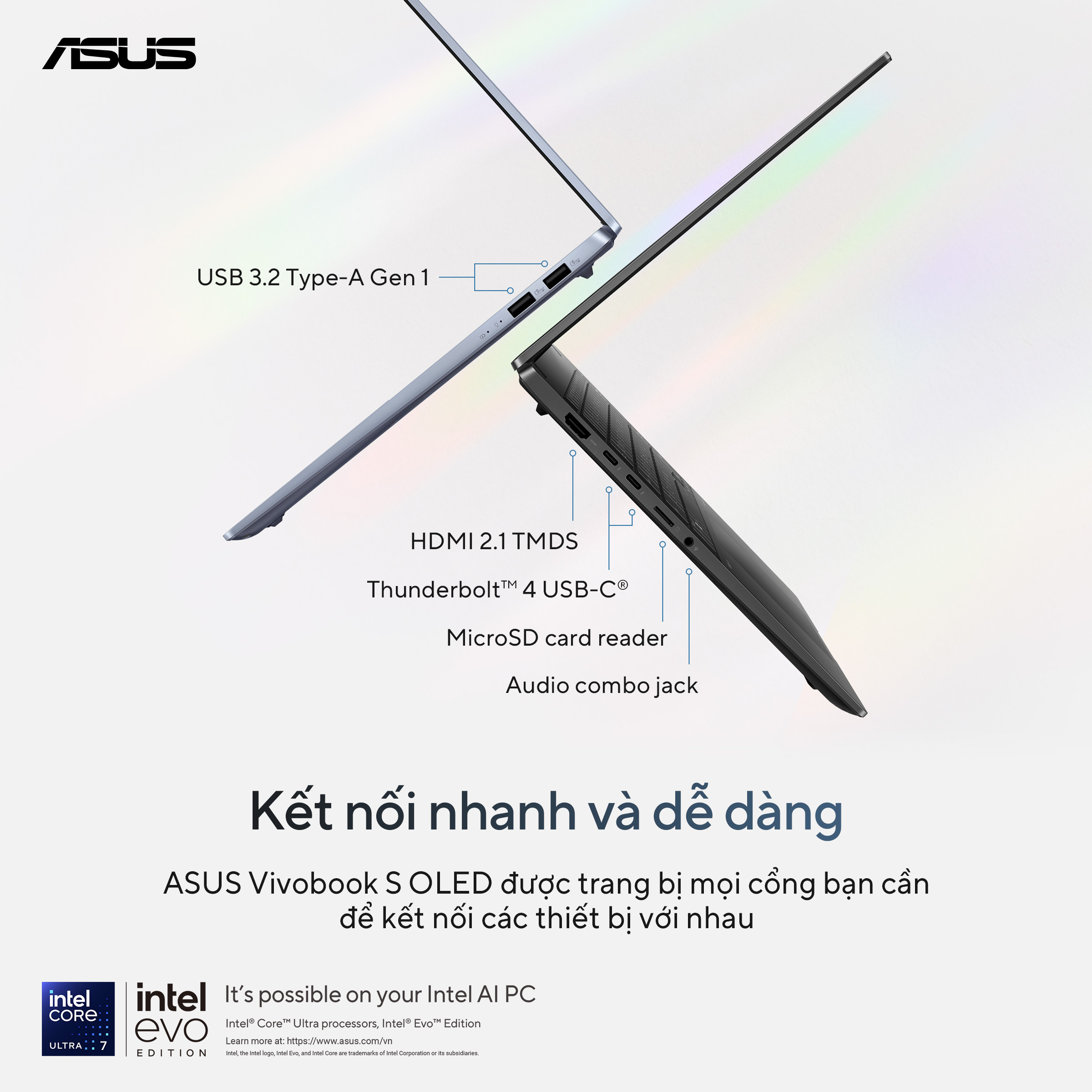 Cổng kết nối Asus Vivobook S14 OLED S5406SA-PP060WS
