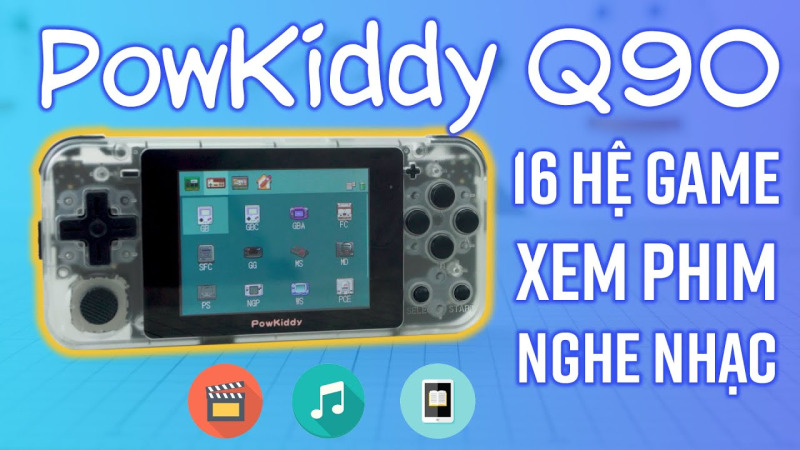 máy chơi game cầm tay Powkiddy Q90 hỗ trợ xem phim nghe nhạc