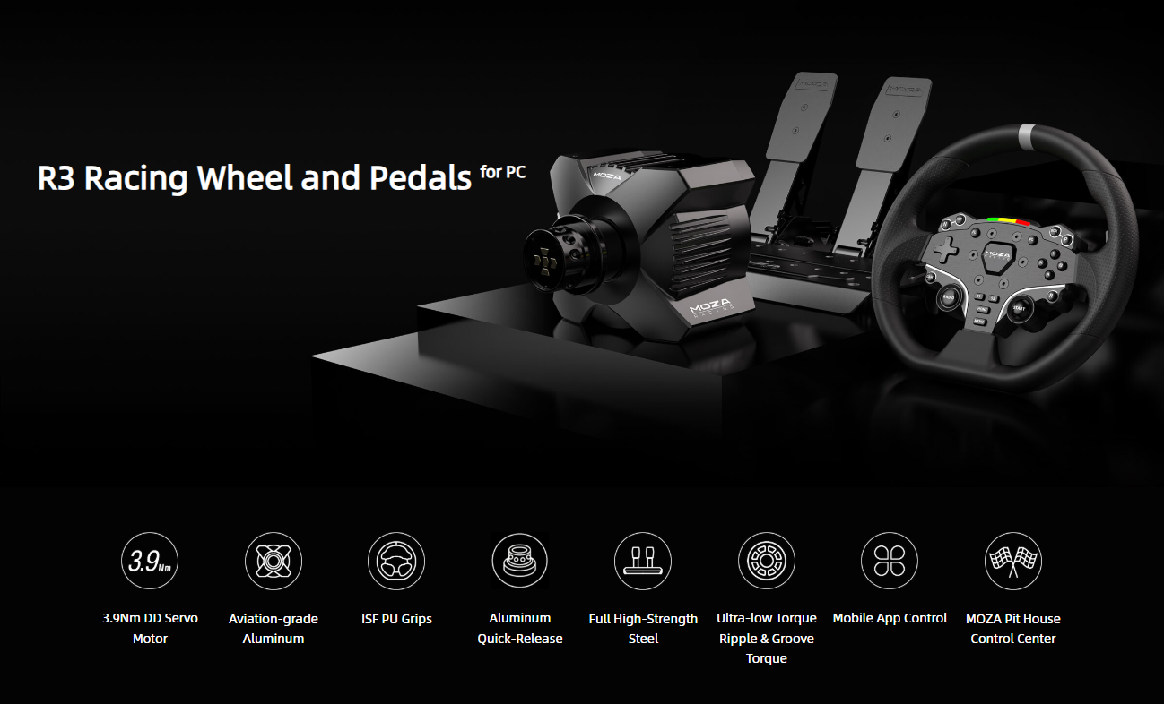 BỘ VÔ LĂNG ĐUA XE MOZA R3 PC BUNDLE FOR PC 1