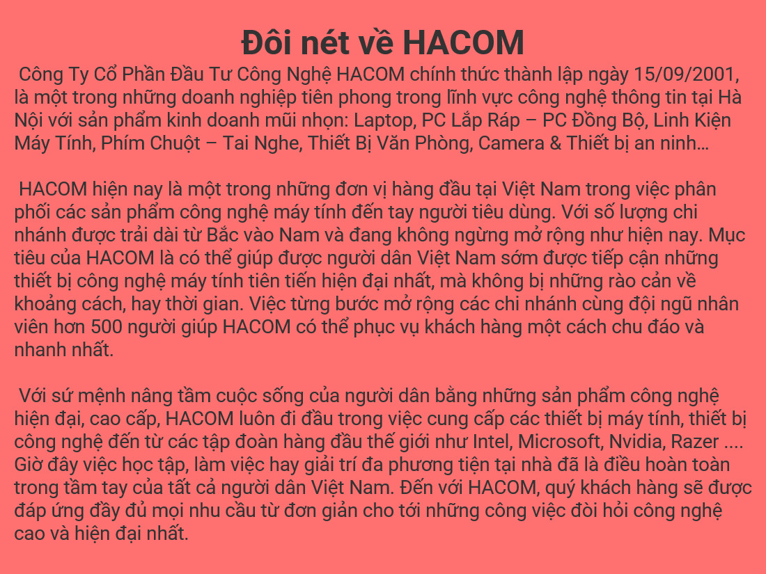 Đôi nét về thương hiệu HACOM