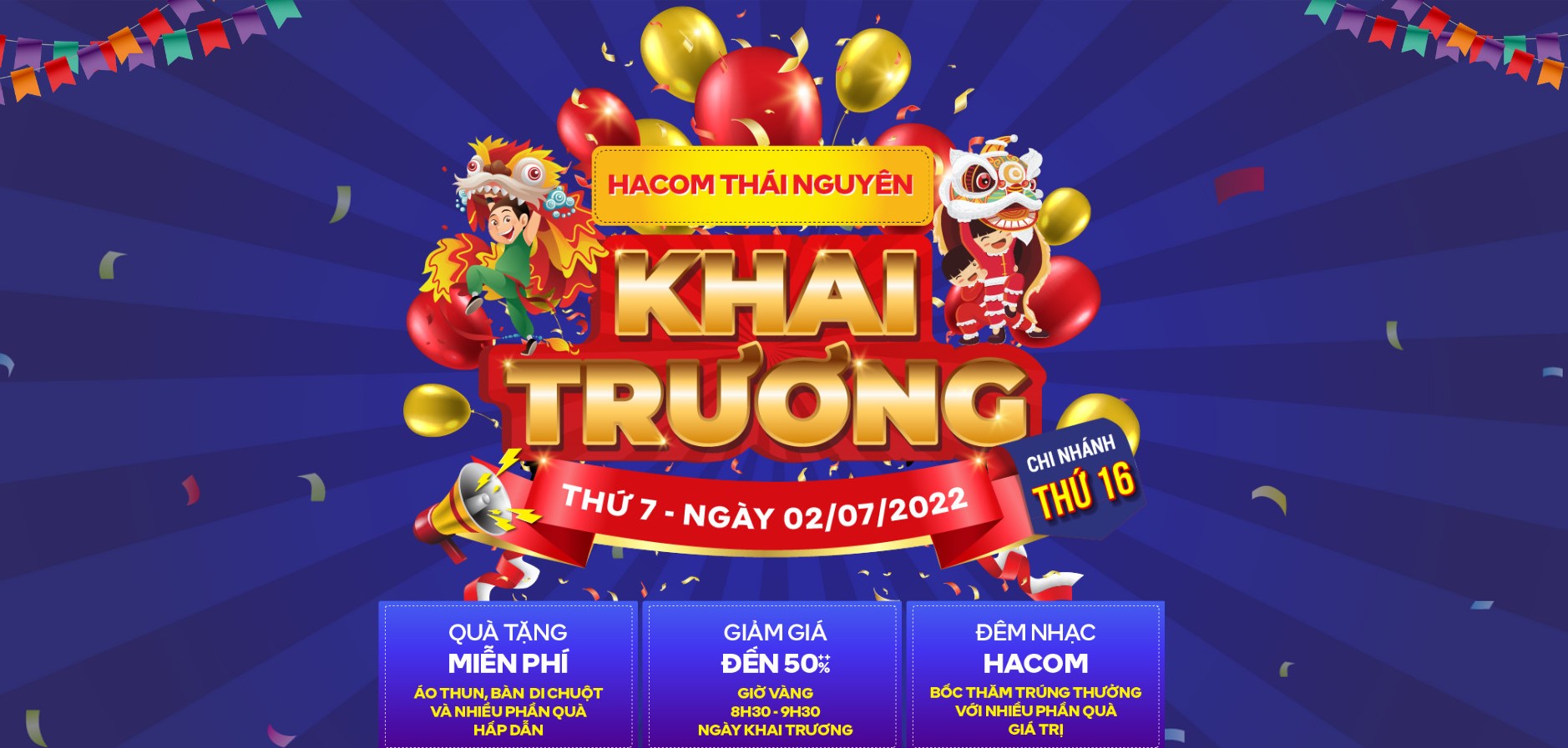 Banner khai trương Showroom HACOM Thái Nguyên
